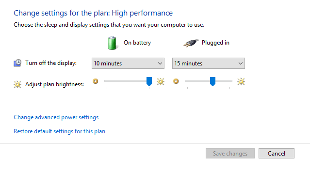 change advanced power settings