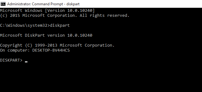 diskpart in cmd