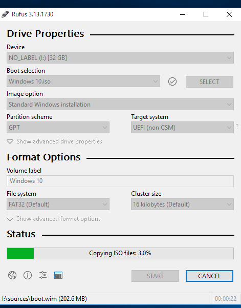 format for make usb bootable iso windows 10