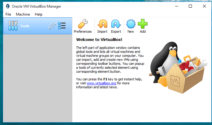 oracle VM virtualbox manager