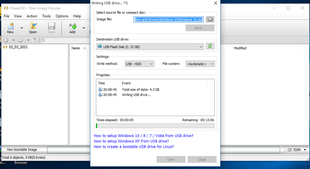 how to make a flash drive bootable windows 7 with poweriso