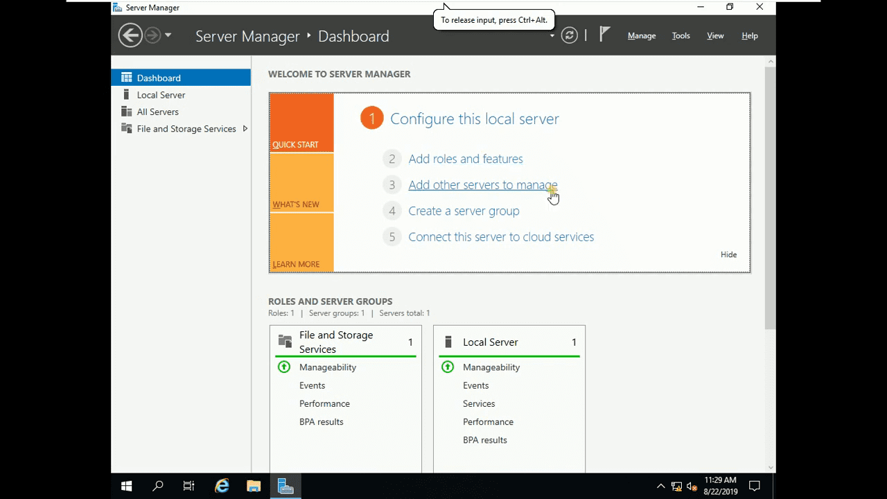 windows server 2019 interface